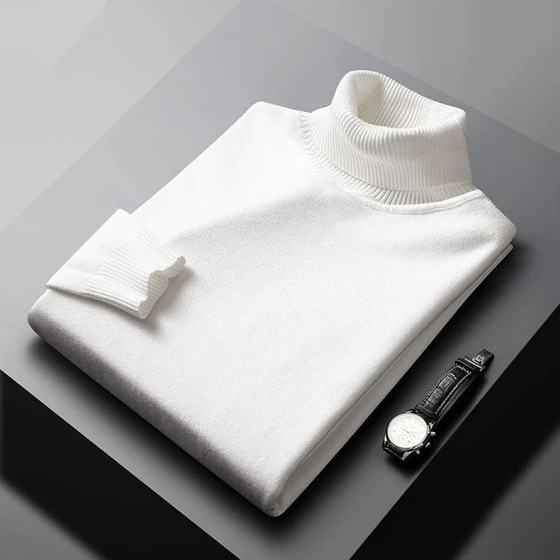 Variant image for Mænds Turtleneck Sweater Blød Bomuldsblanding Klassisk Design-21