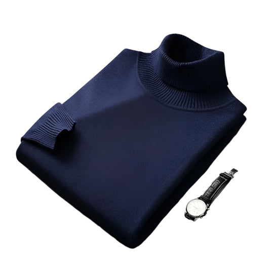 Herre Turtleneck Sweater Blød Bomuldsblanding Klassisk Design
