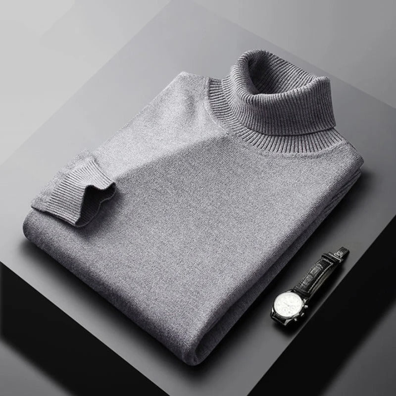 Herre Turtleneck Sweater Blød Bomuldsblanding Klassisk Design