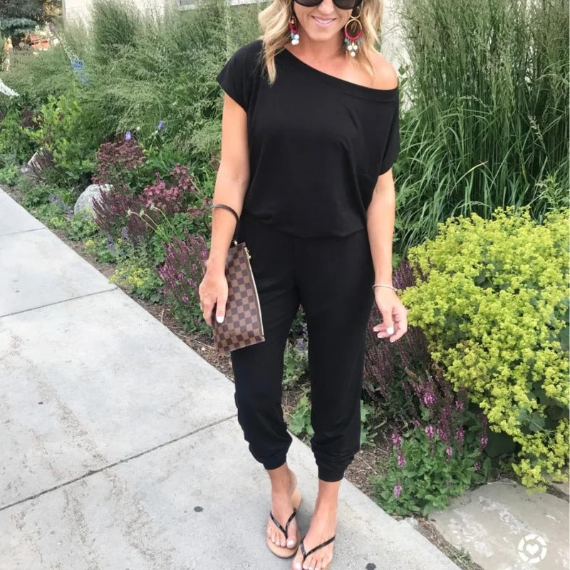 Løs off shoulder-jumpsuit til kvinder