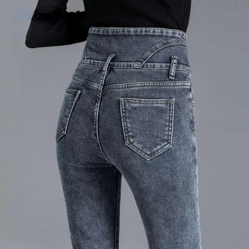 Termiske skinny jeans med høj talje