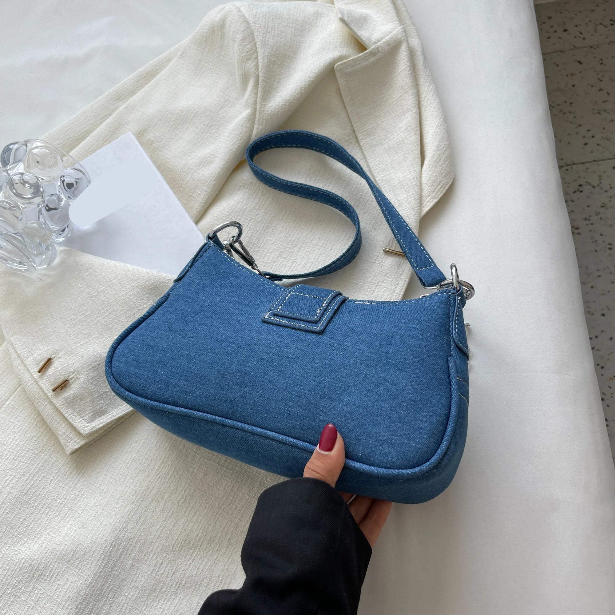 Denim crossbody-taske til kvinder