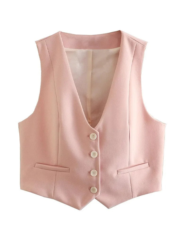 Trendy tanktop til kvinder og slanke bukser med lige ben