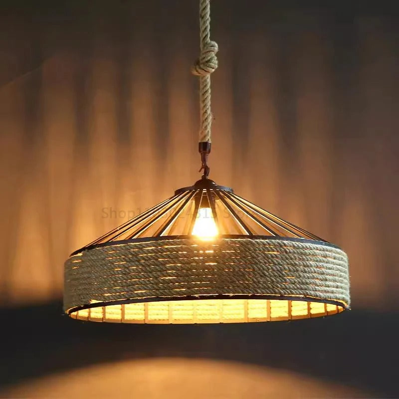 Vintage hamp reb pendel lys