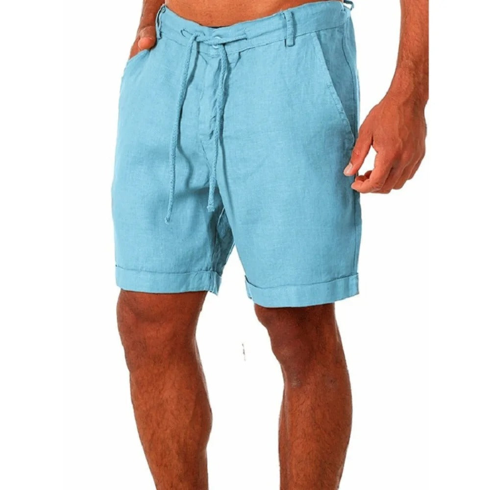 Shorts i bomuld og hør til mænd