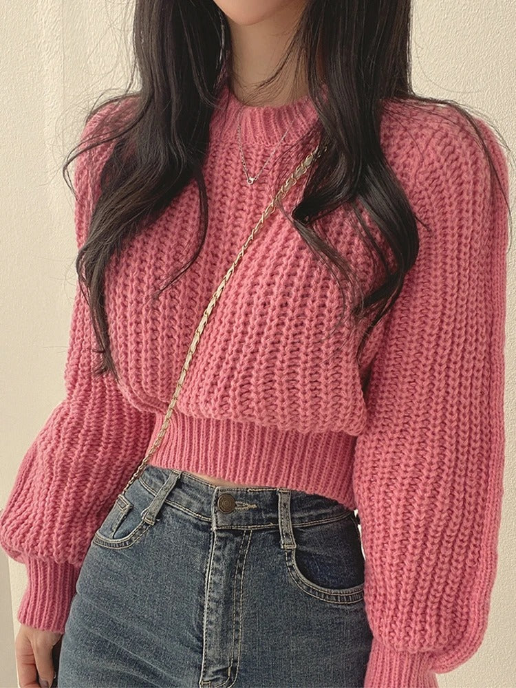 Løs strikket sweater til kvinder