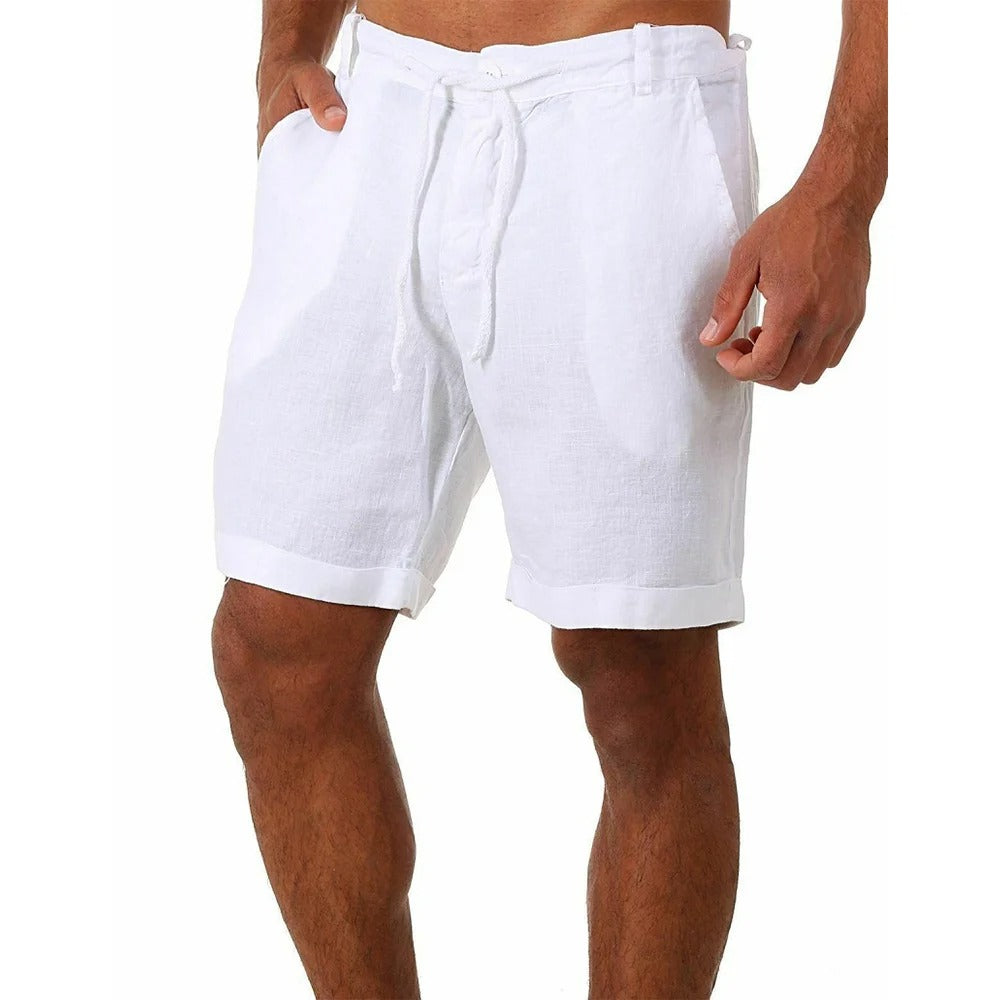 Shorts i bomuld og hør til mænd