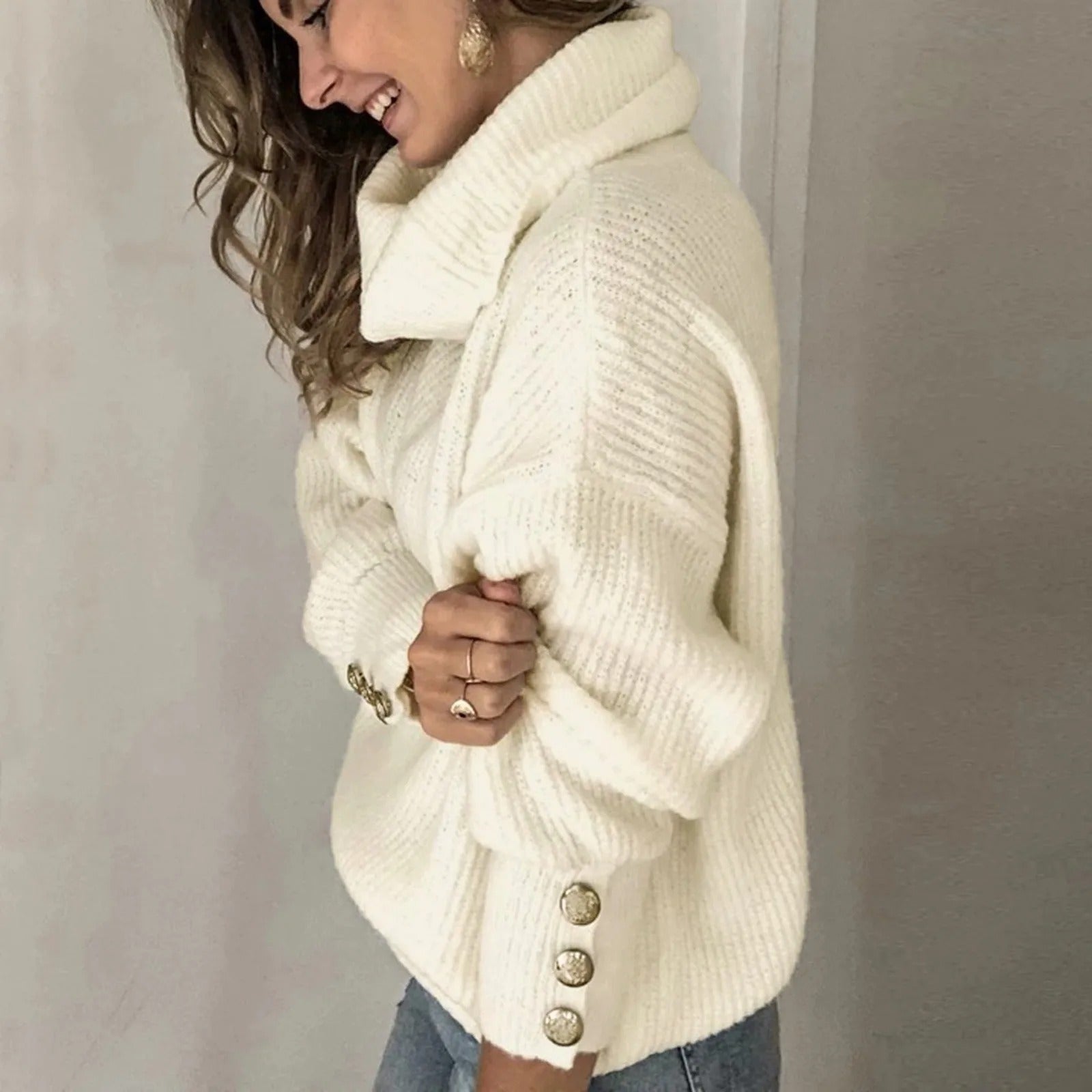 Vintage rullekravesweater til kvinder