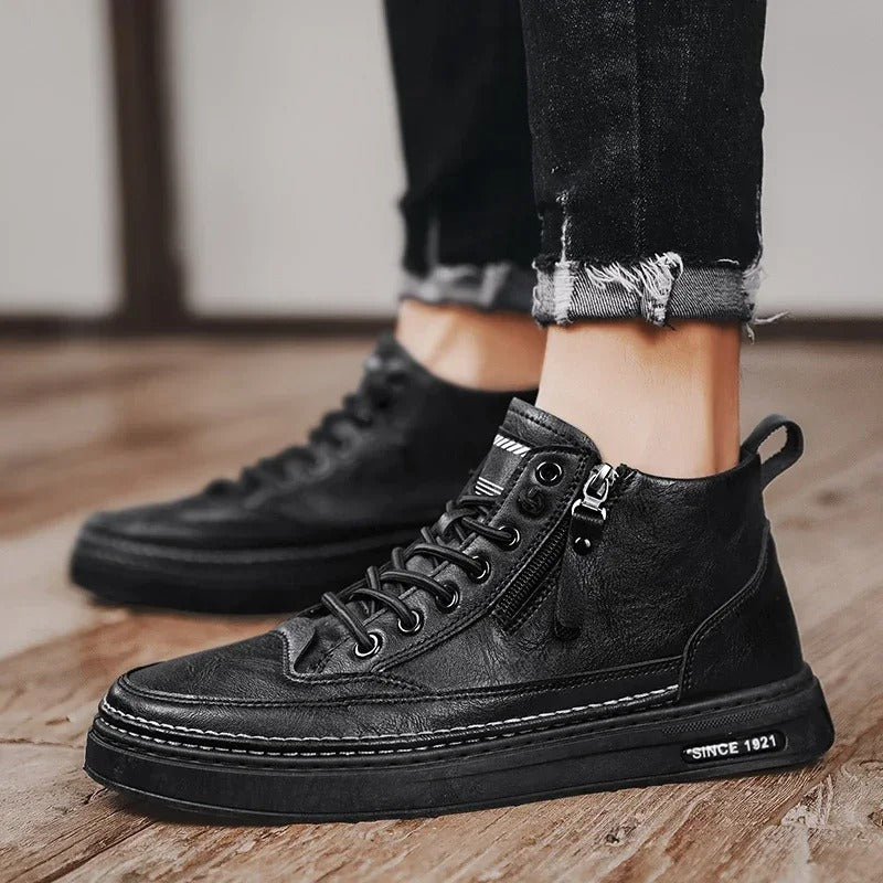 Herre ankelstøvler i høj top i læder