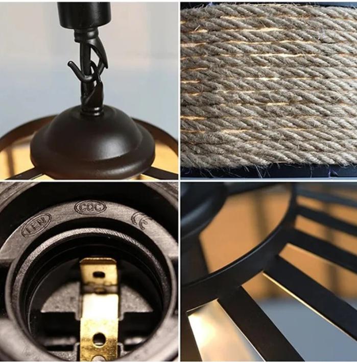 Vintage hamp reb pendel lys