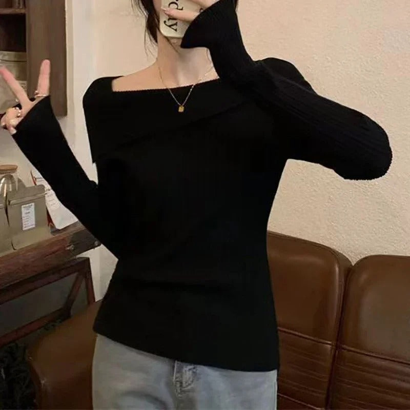 Off Shoulder striktrøje til kvinder
