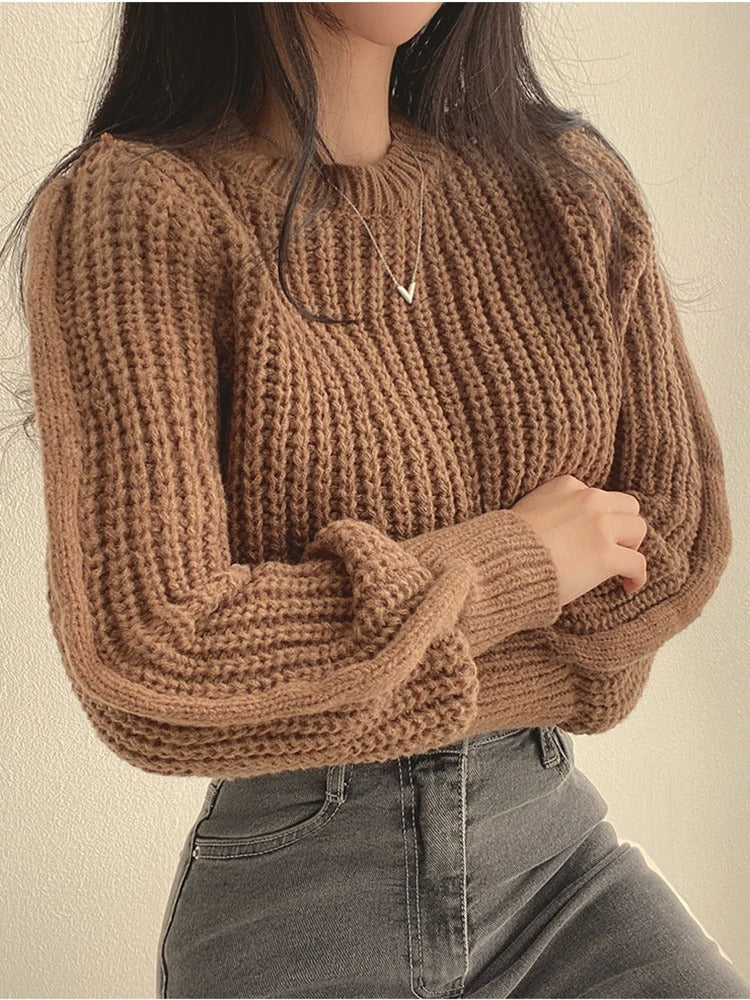Løs strikket sweater til kvinder