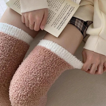 Coral Fleece Over-knæ høje sokker