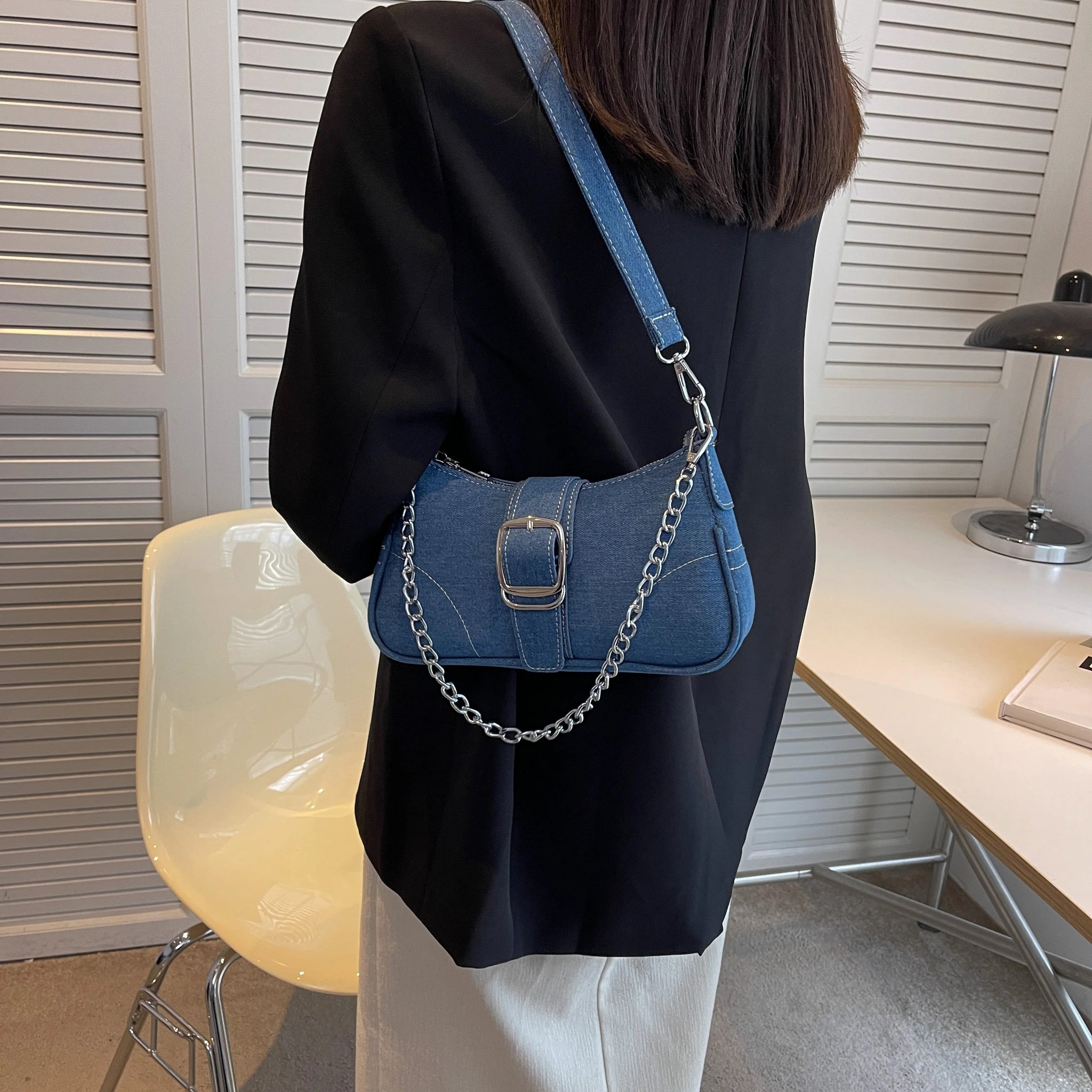 Denim crossbody-taske til kvinder