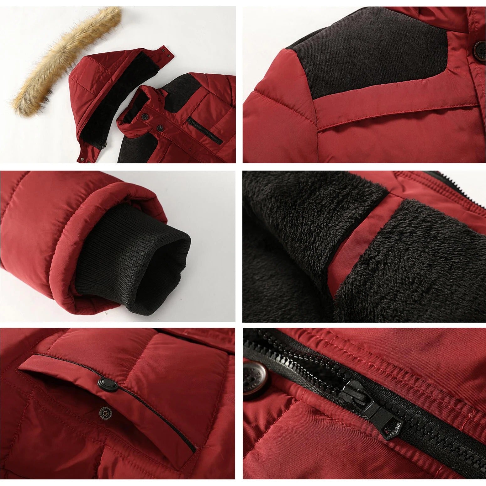 Herre fleece pelsdun bomuldsparka