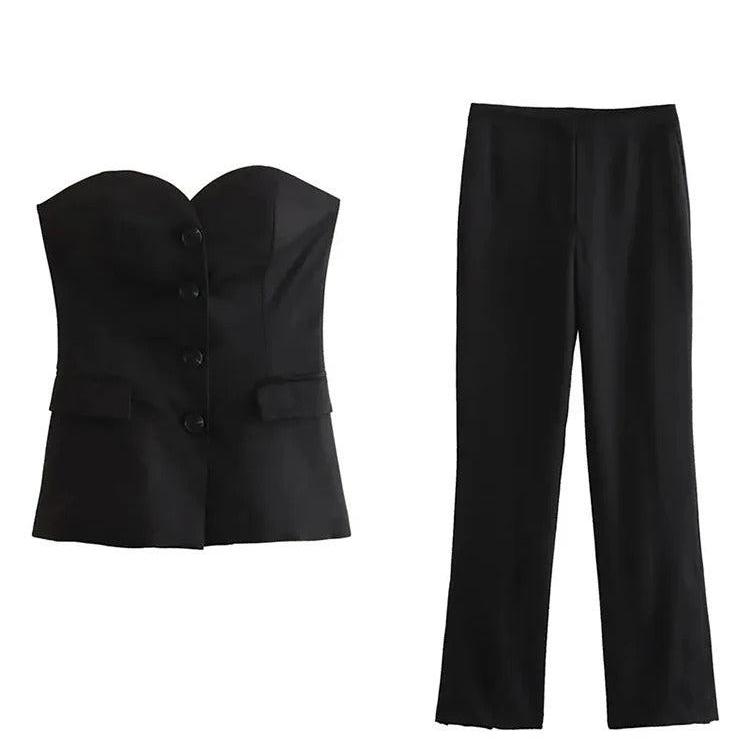 Off-Shoulder Tube Top & Trousers Set til kvinder