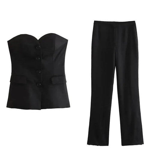 Off-Shoulder Tube Top & Trousers Set til kvinder