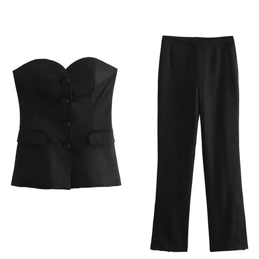 Off-Shoulder Tube Top & Trousers Set til kvinder