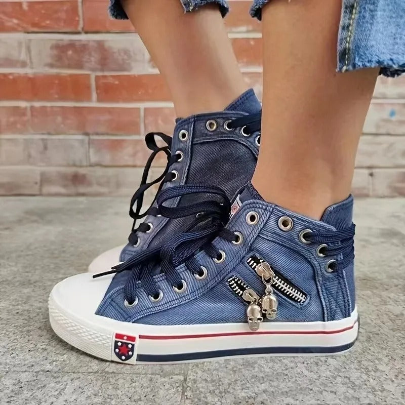 Denim Hi-Top Sneakers til kvinder