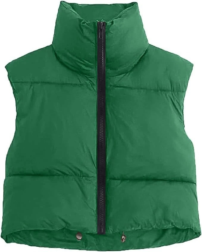 Cropped Puffer Vest til kvinder