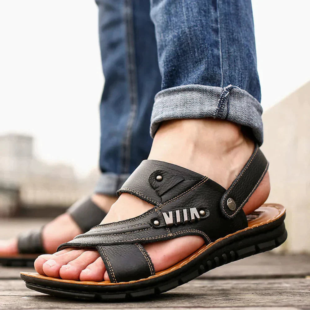 Mænds Sandaler Ergonomisk Læder Design med Komfortabel Fodseng-4