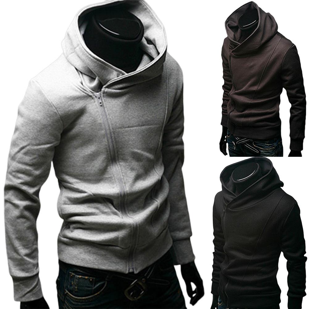 Herre Sweatshirt Lynlås 100% Bomuld Moderne Design-1