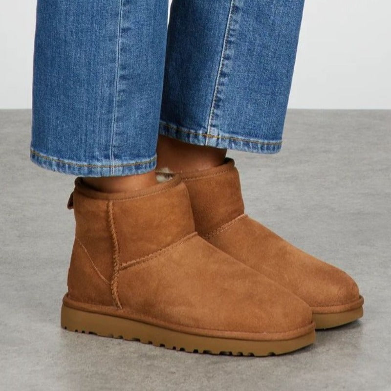 Dame Mini Støvler Halv-Høj Kunstlæder Fleece Foring-5