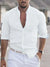 Herre Skjorte Kortærmet 100% Linned Elegant Casual Stil-5