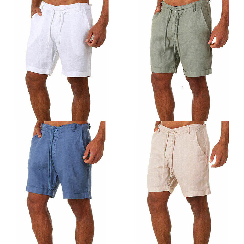 Shorts i bomuld og hør til mænd
