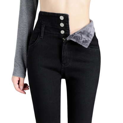 Termiske skinny jeans med høj talje