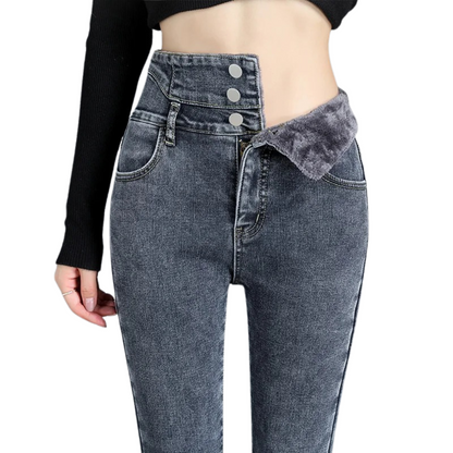 Termiske skinny jeans med høj talje