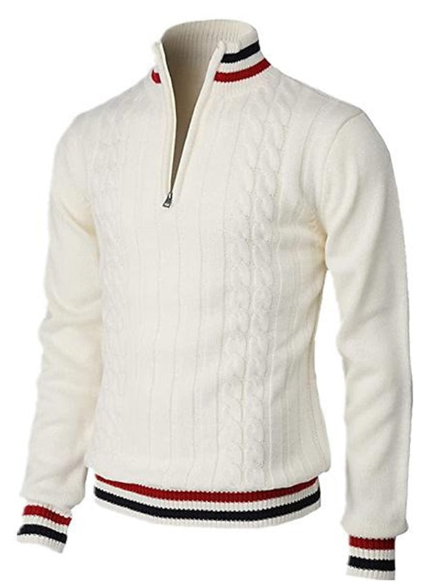 Herre Striktrøje Zipper Blødt 100% Bomuld Italiensk Design-1