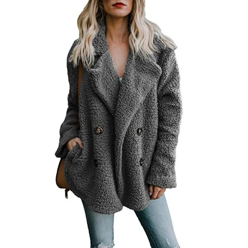 Oversized fluffy fleecejakke til kvinder