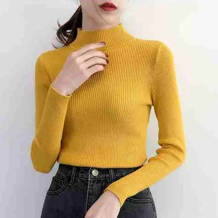 Strikket pullover med mock neck til kvinder