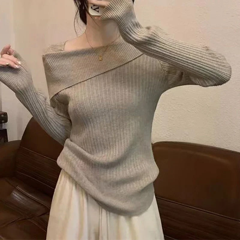 Off Shoulder striktrøje til kvinder