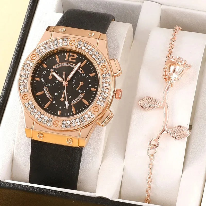 Luksus rhinestone ur (2 stk sæt)