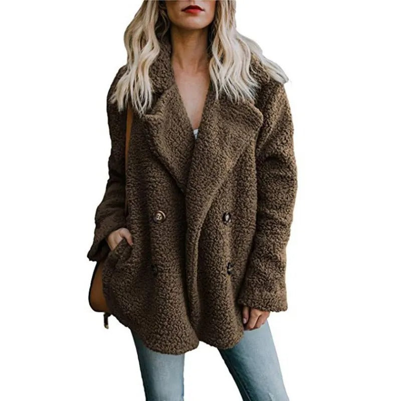 Oversized fluffy fleecejakke til kvinder