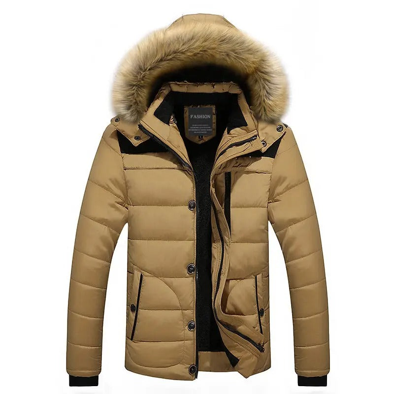 Herre fleece pelsdun bomuldsparka