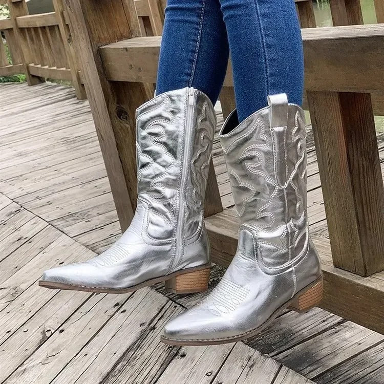 Kvinders Cowboy Støvler Trendy Læder