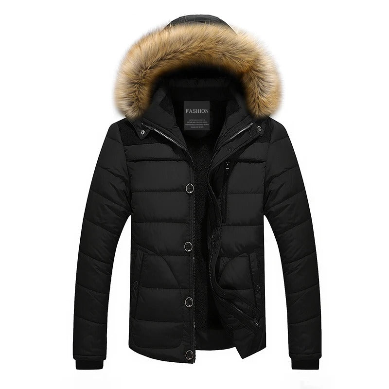 Herre fleece pelsdun bomuldsparka