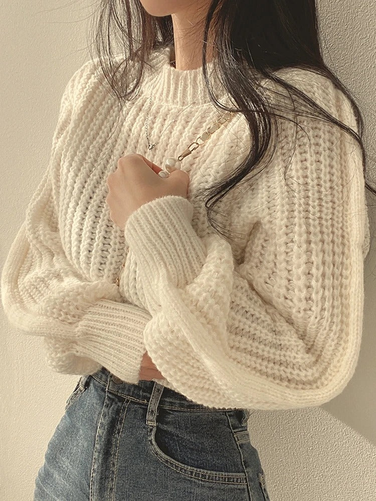 Løs strikket sweater til kvinder