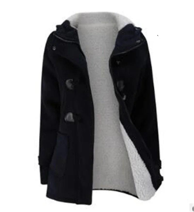 Afslappet hættetrøje med knapper til kvinder