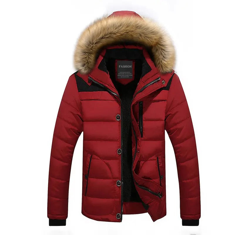 Herre fleece pelsdun bomuldsparka