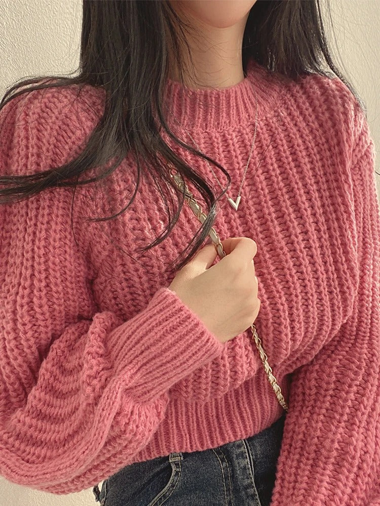 Løs strikket sweater til kvinder