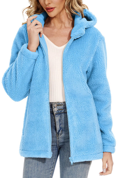 Varm fluffy jakke til kvinder