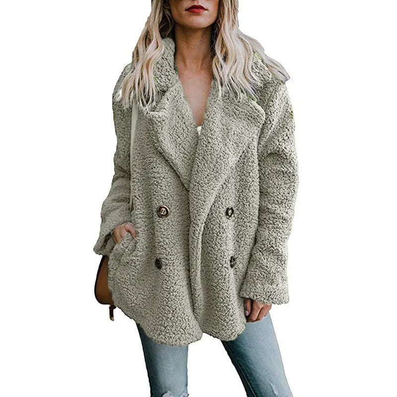 Oversized fluffy fleecejakke til kvinder