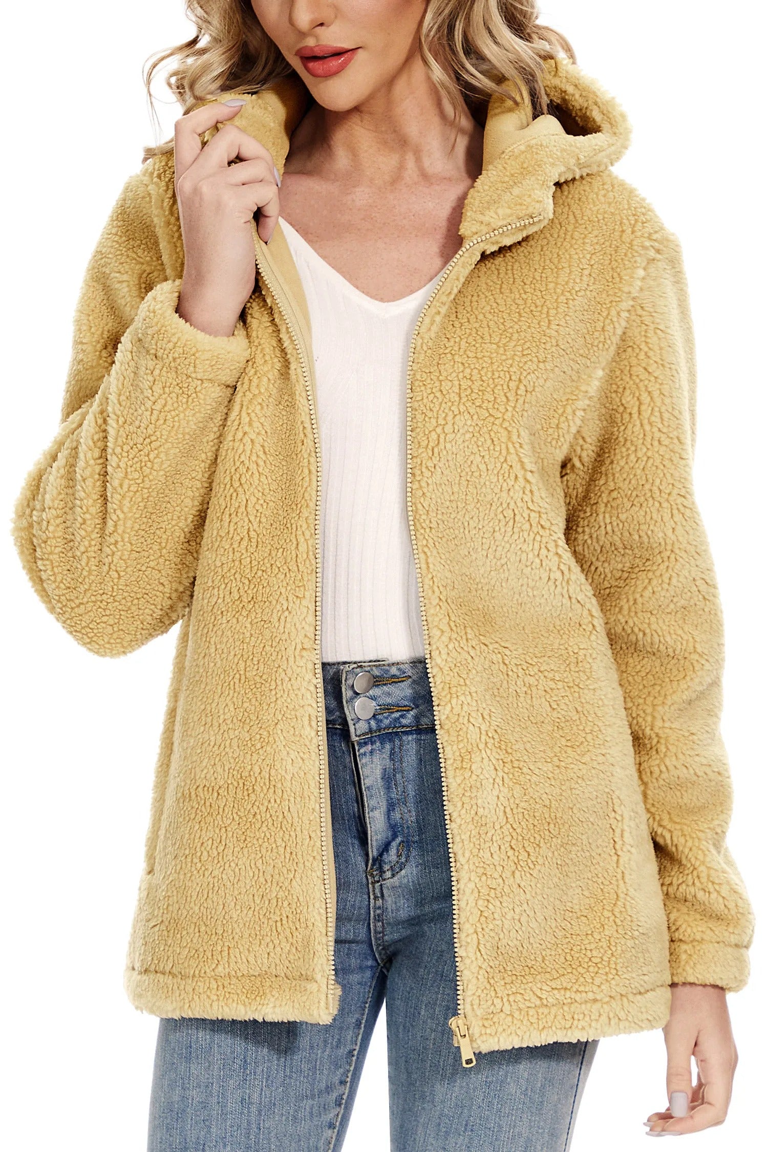 Varm fluffy jakke til kvinder