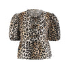 Leopardmønstret bluse med pufærmer