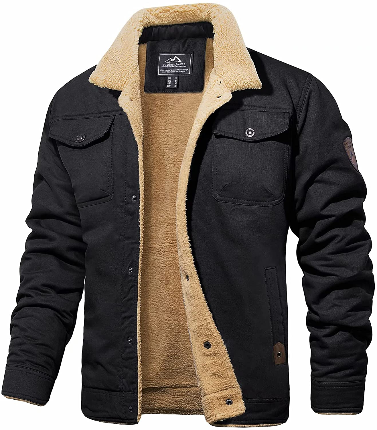Herre Vinterjakke Armygrøn Sherpa-foret Vandafvisende Robust Design-4