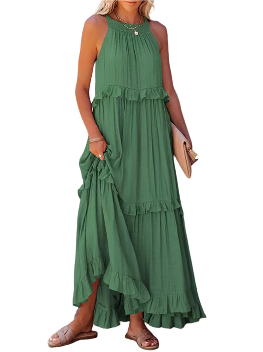 Kvinders Lang Kjole Elegant Snit Polyester og Bomuld